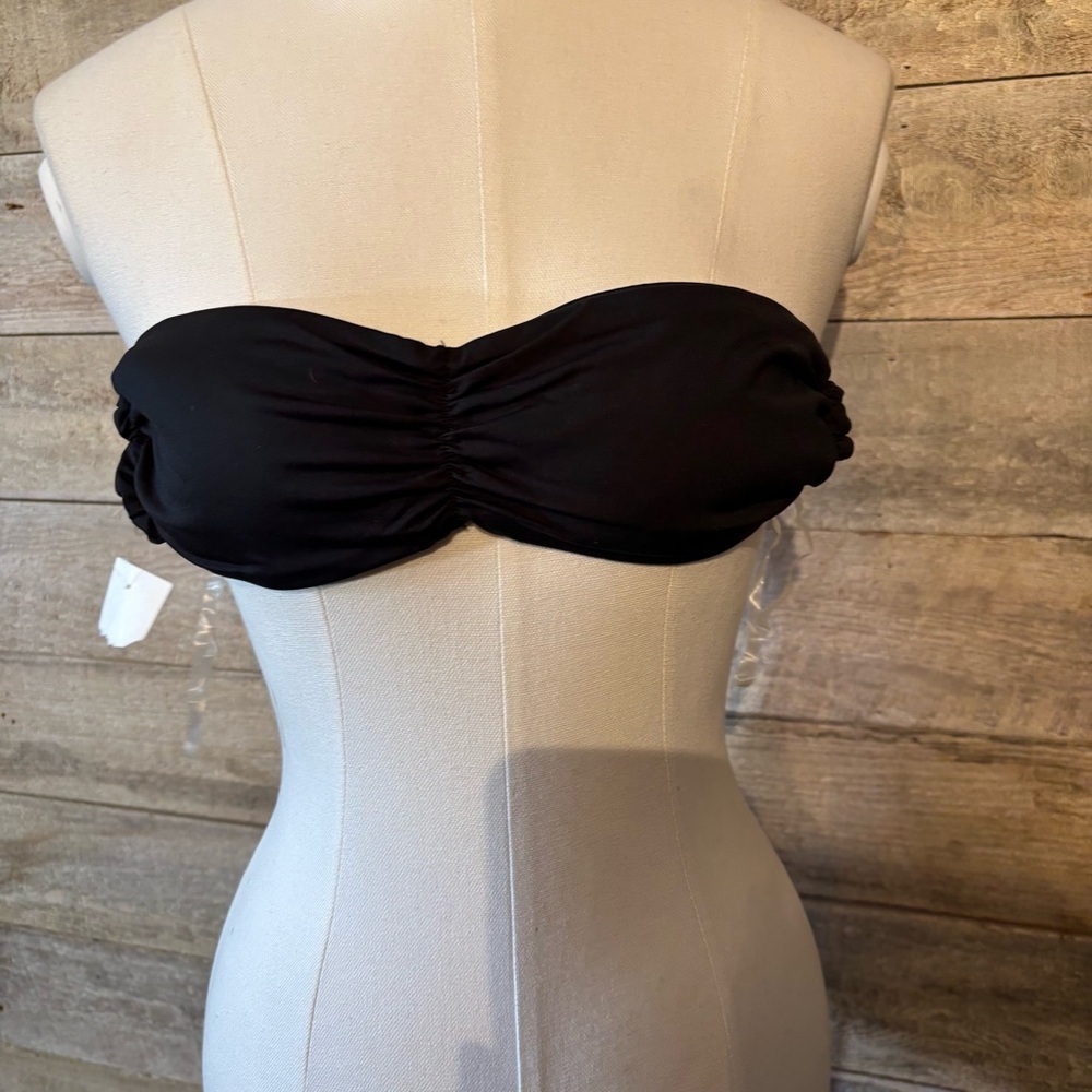 BNWT Zara women's black strapless bikini top in size medium